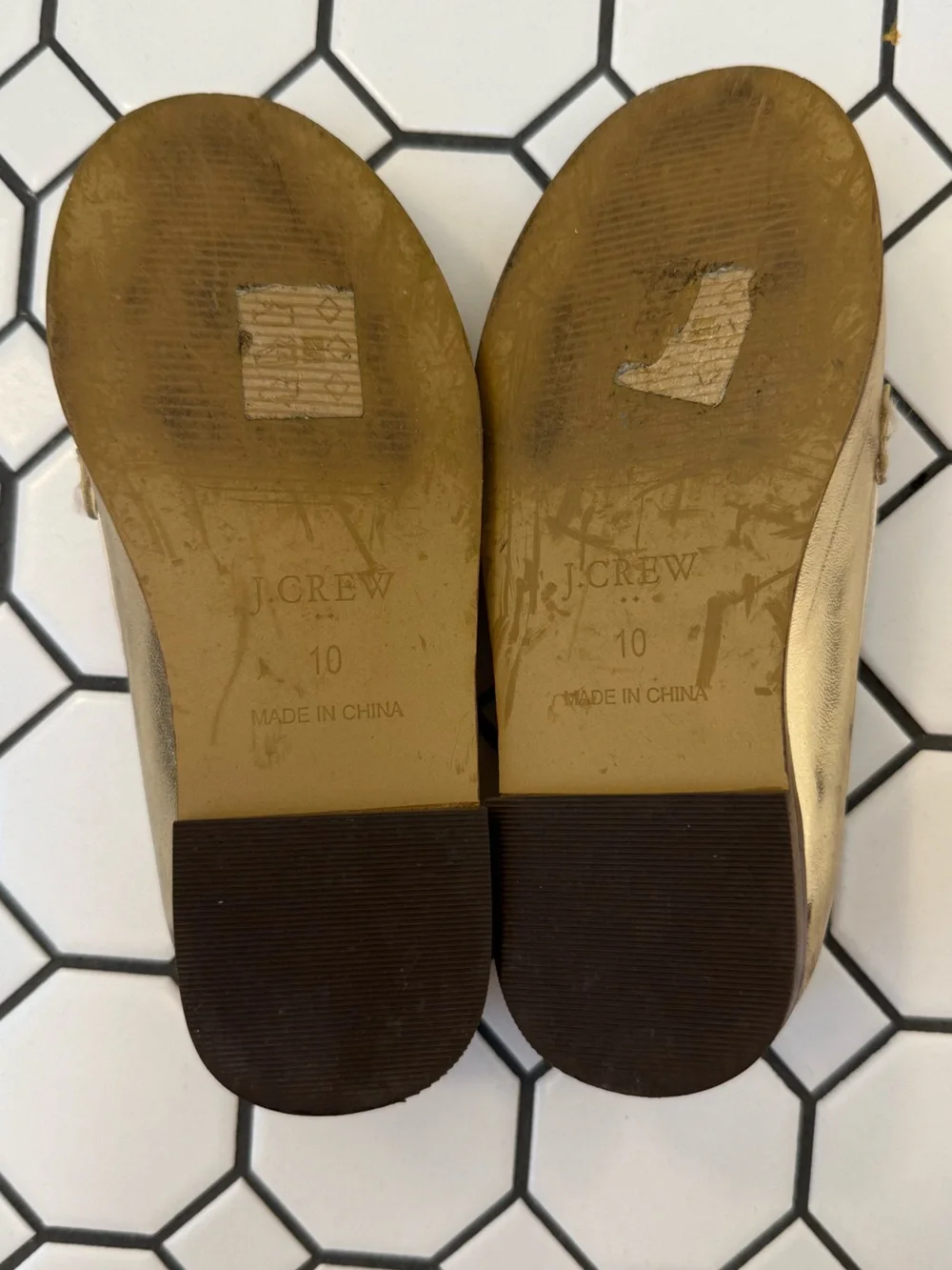 J. Crew Kids Metallic Gold Loafers with Bit Detail